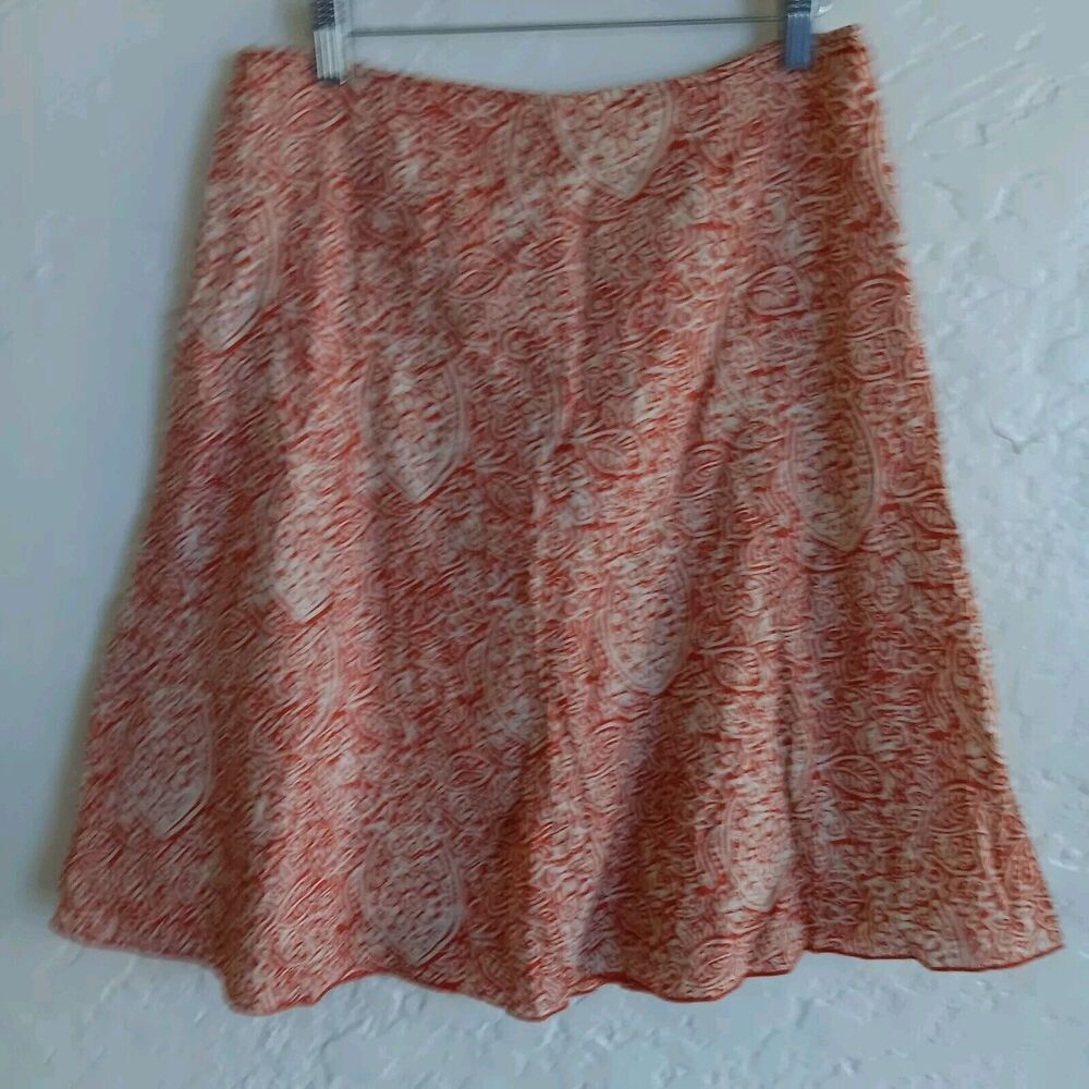 Twenty One Womens Breeze Skirt Sz M Midi Red White Floral Print Zip Lined